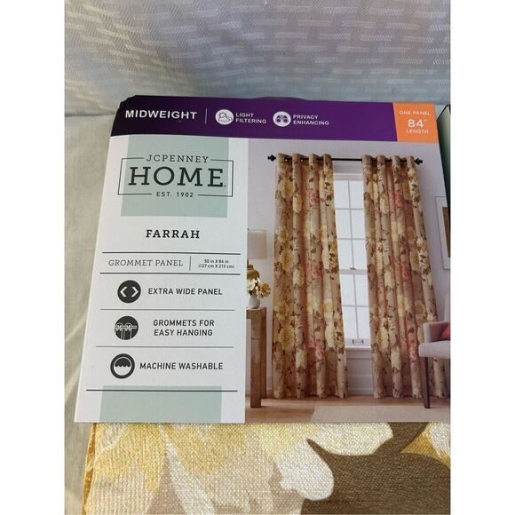 2 JC penny Home Farrah grommet panel 50x84” NEW Replacement. - Picture 2 of 3